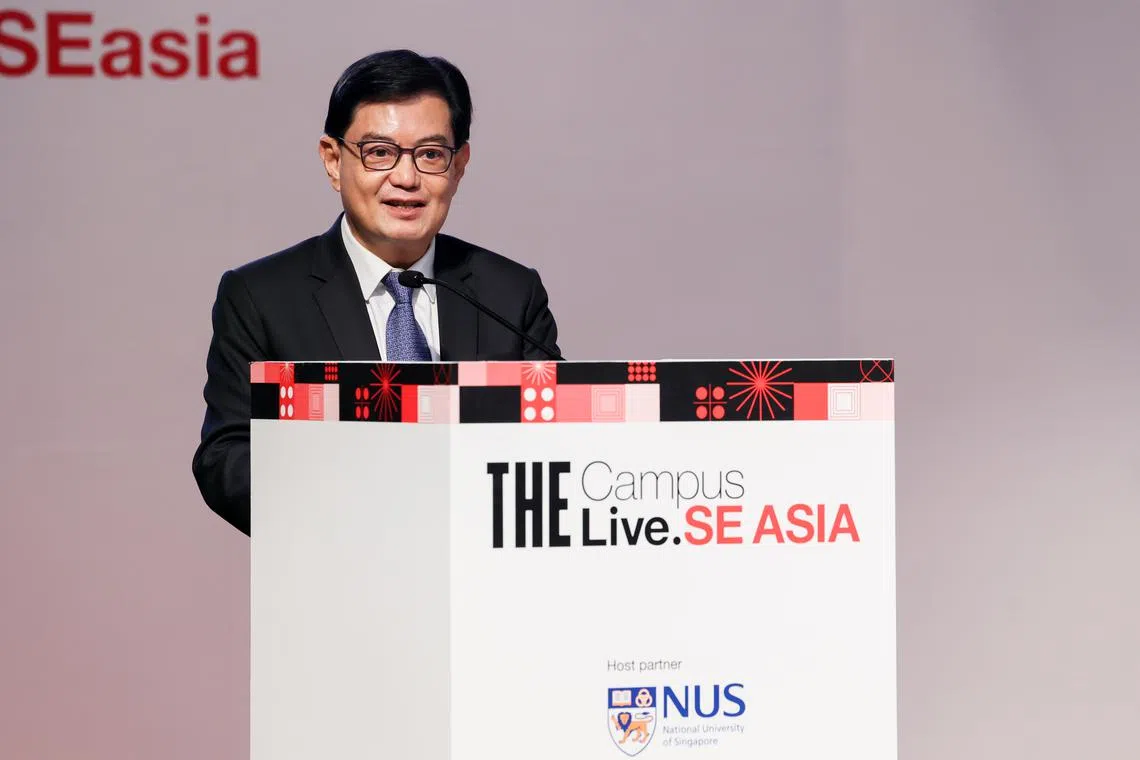 Deputy Prime Minister Heng Swee Keat delivering a keynote address at the inaugural THE Campus Live SE Asia 2022.