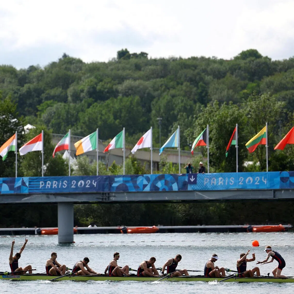 The British team during the men’s eight final at the 2024 Paris Olympics.
