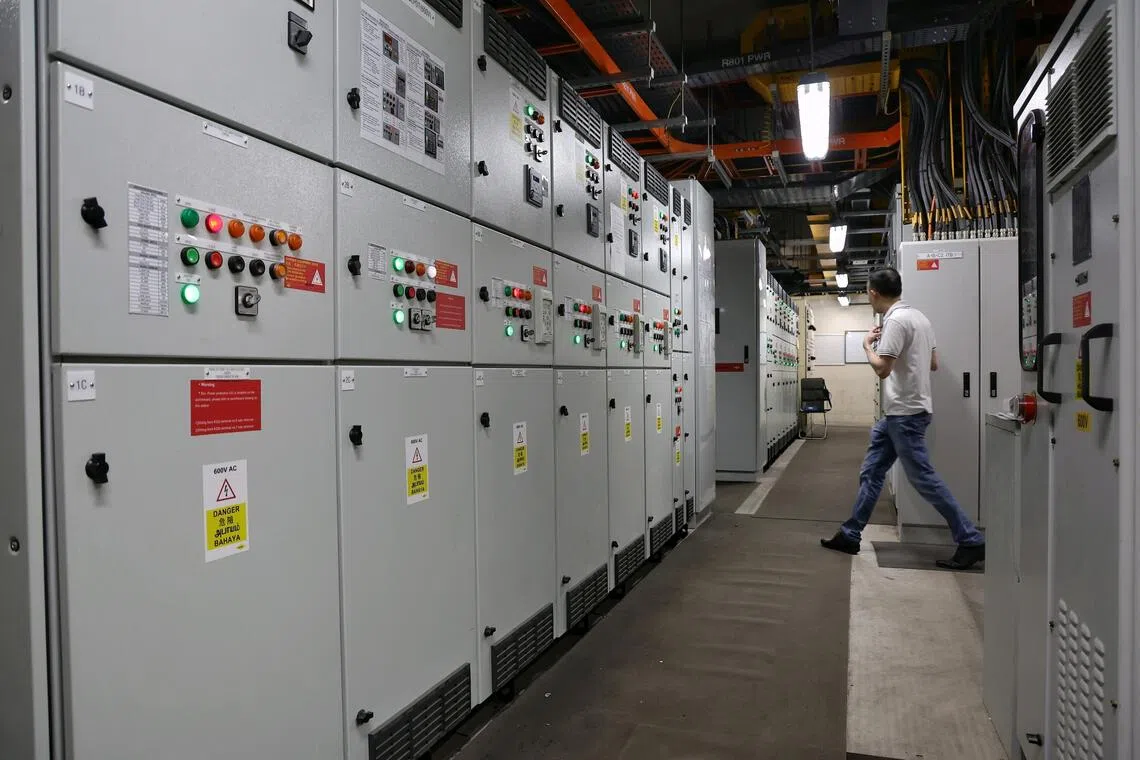 New power distribution control equipment in the power supply room at the Ten Mile Junction depot.