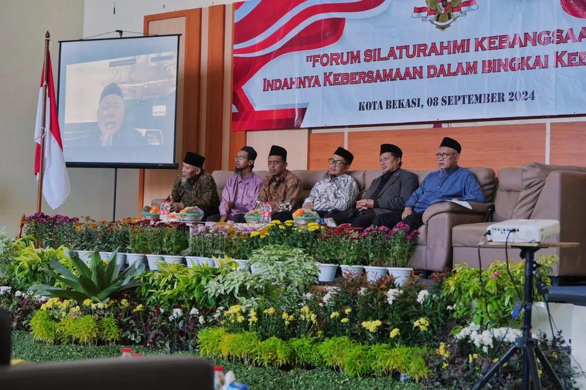 Former senior leaders of the now-defunct JI terror group at a gathering in Bekasi, a satellite town of Jakarta, on Sept 8.