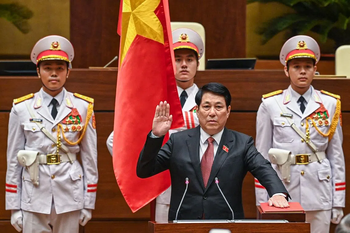 Vietnam's new president, army general Luong Cuong, says he will focus on building up defence and security.
