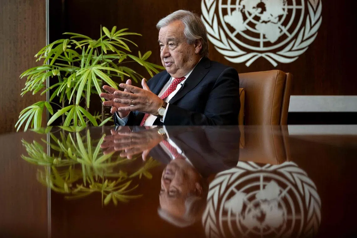 Mr Guterres lashed out at Israel’s handling of its war in the devastated Palestinian territory, now almost in its second year.
