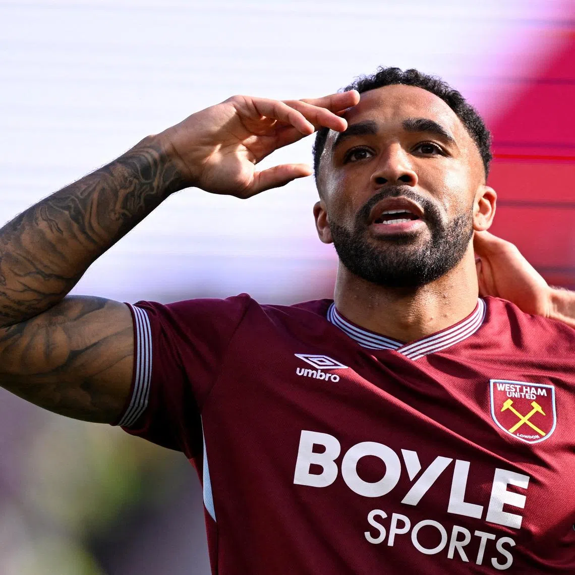 Soccer Football - Premier League - West Ham United v Everton - London Stadium, London, Britain - April 25, 2026 West Ham United's Callum Wilson celebrates scoring their second goal REUTERS/Tony O Brien