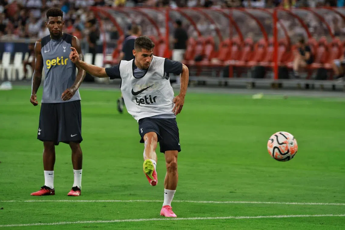 Tottenham Hotspur's new signing Manor Solomon training at the National Stadium on July 25, 2023.
