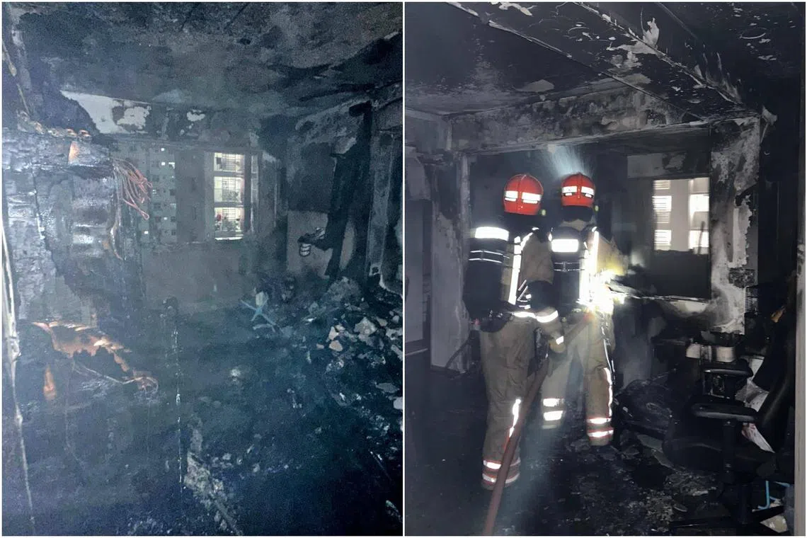 The fire broke out in a seventh floor HDB unit in Sumang Lane in the wee hours of Jan 26.