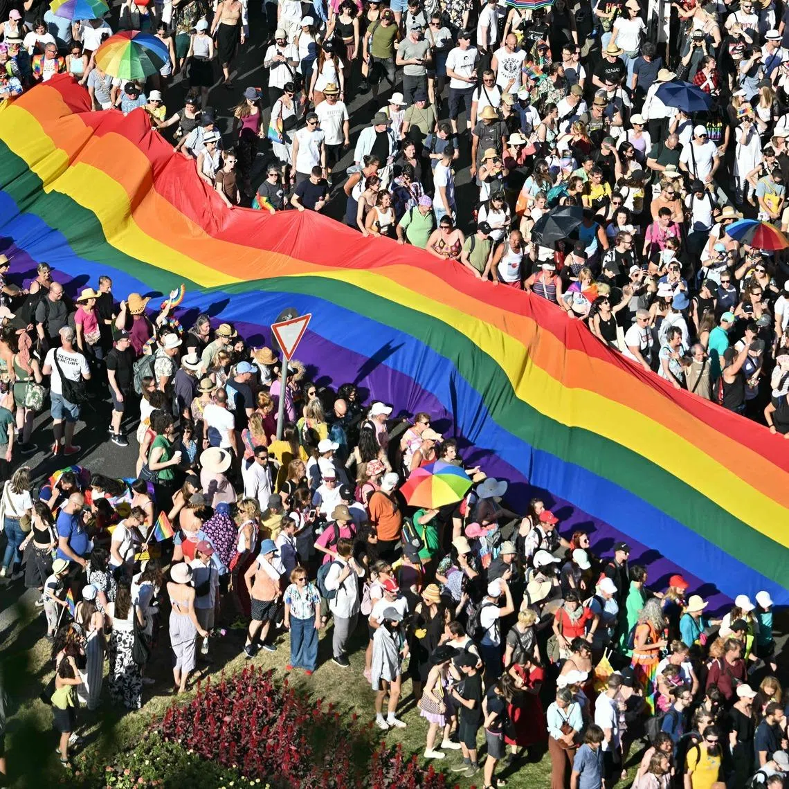 Attendees at the Budapest Pride parade on June 28, 2025. It would be up to Hungary’s new Parliament to repeal an anti-LGBTQ law, which served as a basis for the police banning Pride marches in 2025.