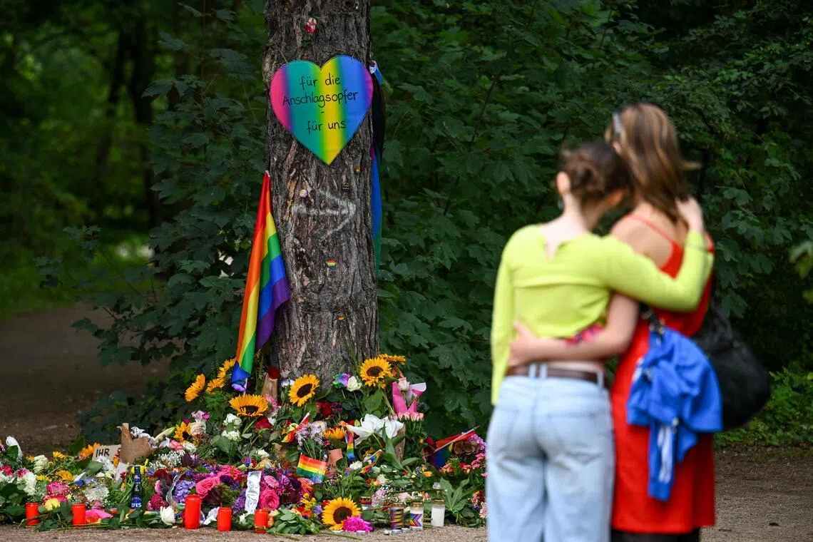 A memorial at Tiergarten park on July 27, after a deadly attack in which a vehicle crashed into a crowd on the evening of July 25.
