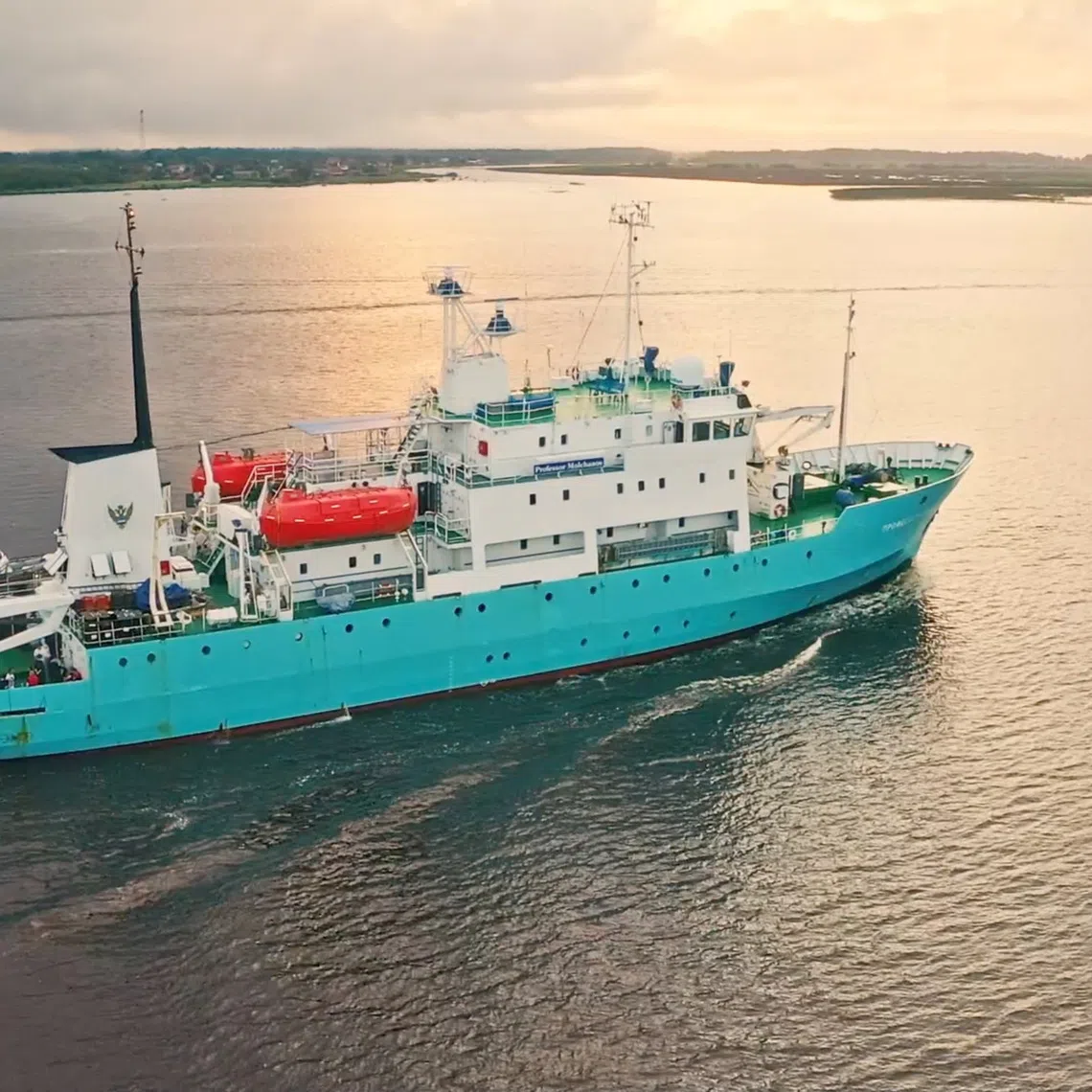 A screengrab from an archive video shot in July 2022 shows Professor Molchanov, a Russian ship afloat in Arkhangelsk, Russia, which, according to officials, was seized by Norway in the Arctic. Alexander Ermolin/Handout via REUTERS