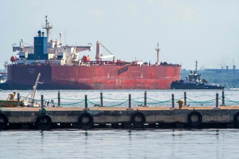 A crude oil tanker is anchored on Lake Maracaibo near Maracaibo, Zulia state, Venezuela, on Dec 18.
