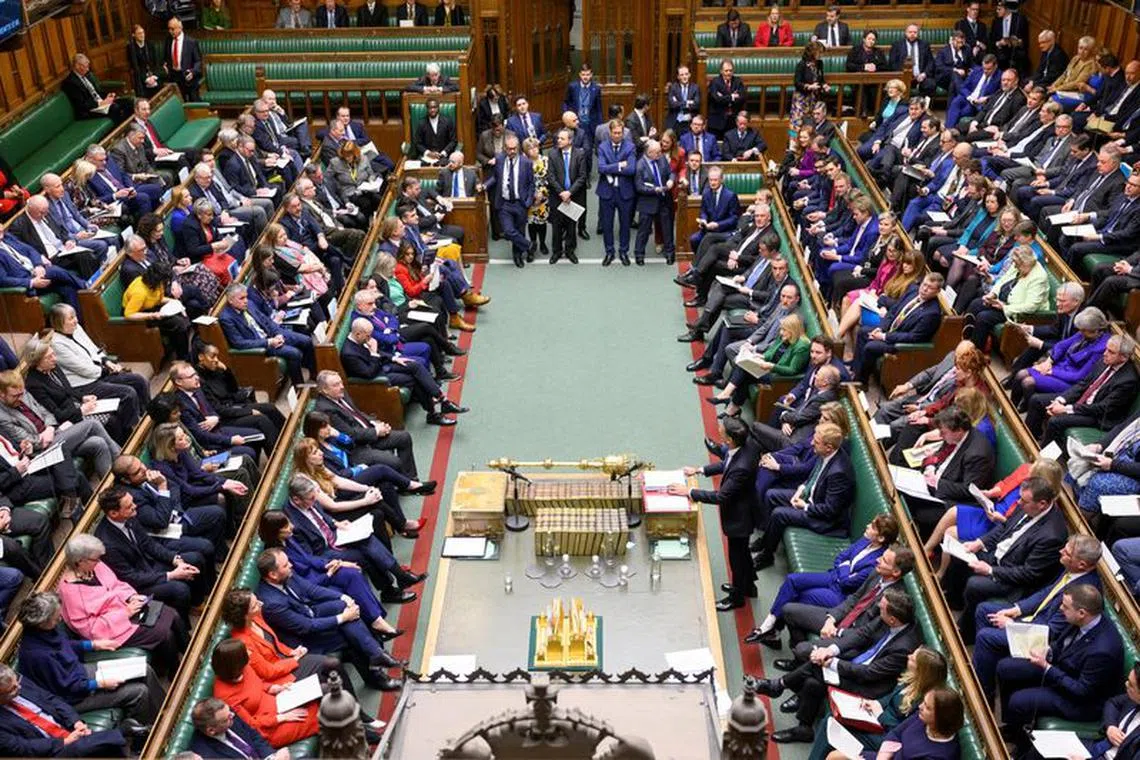 FILE PHOTO: British Prime Minister Rishi Sunak speaks during Prime Minister's Questions, at the House of Commons in London, Britain, January 24, 2024. UK Parliament/Maria Unger/Handout via REUTERS/File Photo