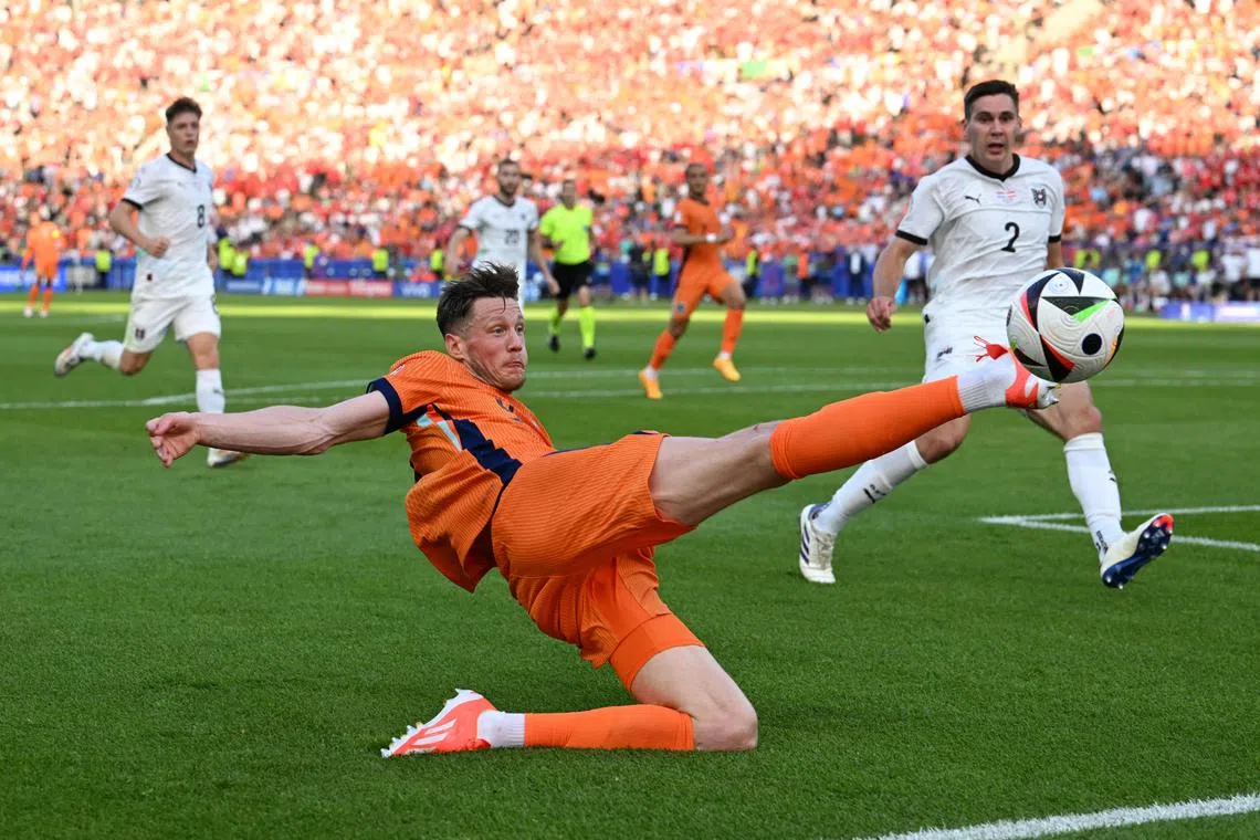 The Netherlands' Wout Weghorst in action against Austria in their Euro 2024 Group D game in Berlin on June 25. The substitute attacker often proved to be the man for the big occasion when needed.