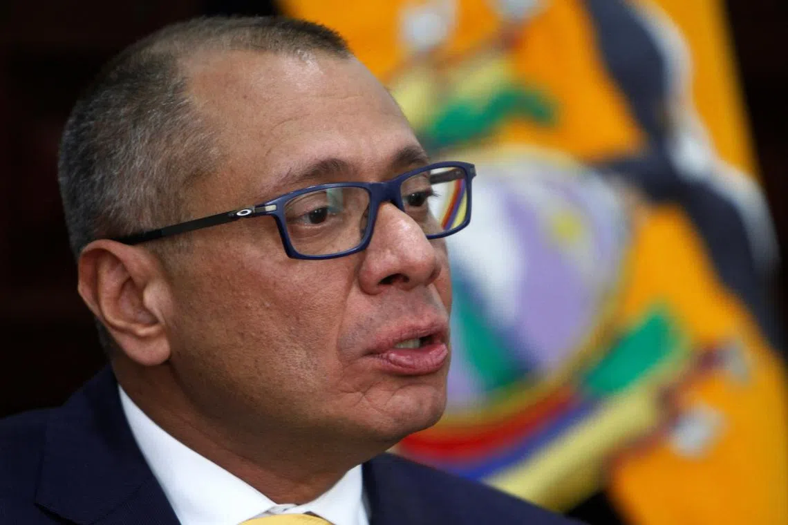 FILE PHOTO: Ecuador's Vice President Jorge Glas talks during an interview with Reuters at the Government Palace in Quito, Ecuador, August 29, 2017.  REUTERS/Daniel Tapia/File Photo