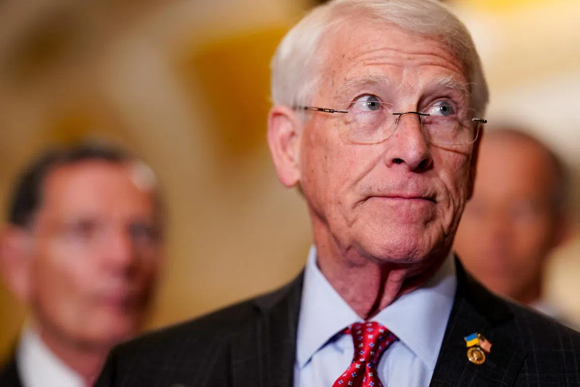 FILE PHOTO: U.S. Senator Roger Wicker (R-MS) attends a press conference following the U.S. Senate Republicans' weekly policy luncheon on Capitol Hill in Washington, D.C., U.S., June 10, 2025. REUTERS/Kent Nishimura/File Photo