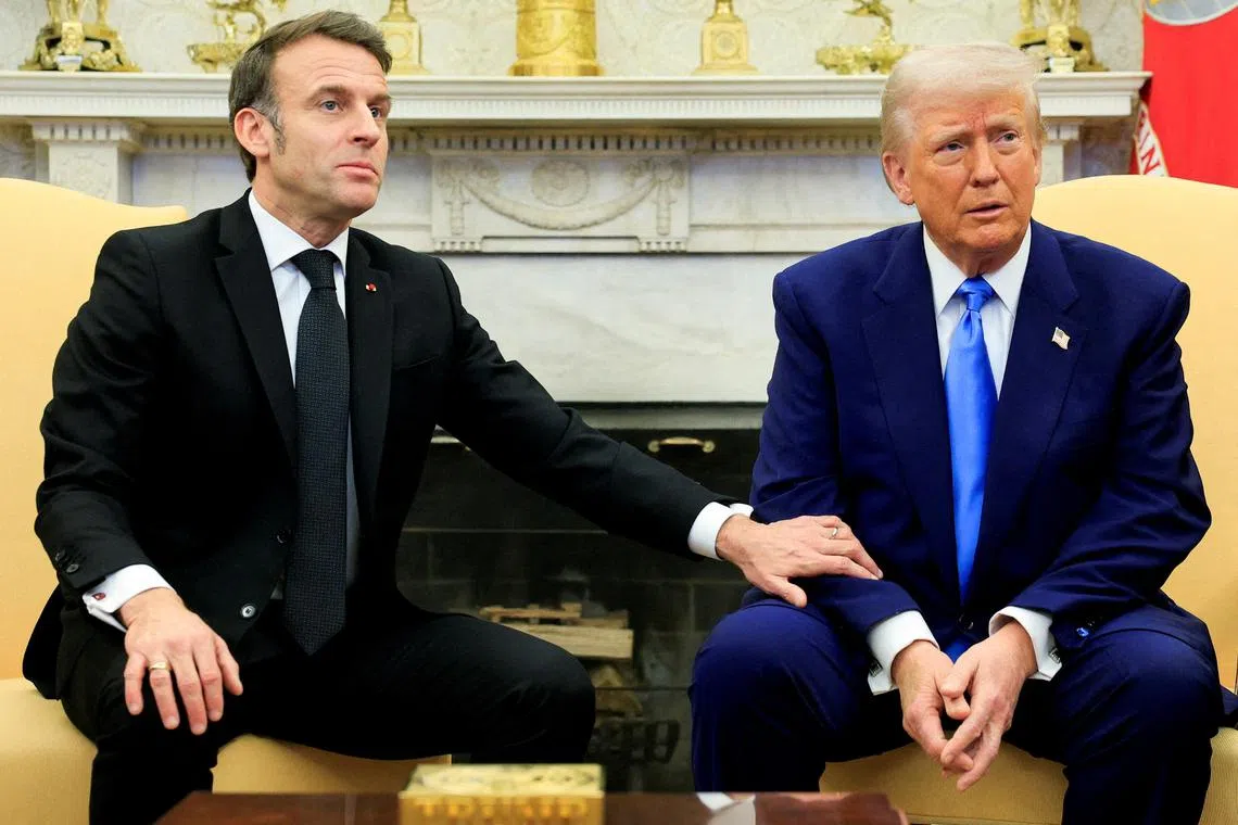 French President Emmanuel Macron (left) and US President Donald Trump meeting at the White House in February 2025.