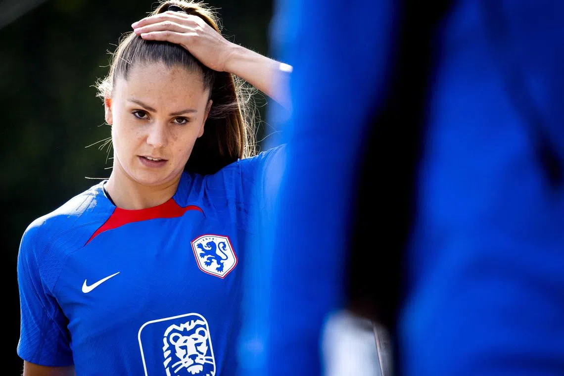 Lieke Martens of the Dutch women's national football team during a training session in Zeist, the Netherlands, on June 19 in preparation for Women's World Cup.