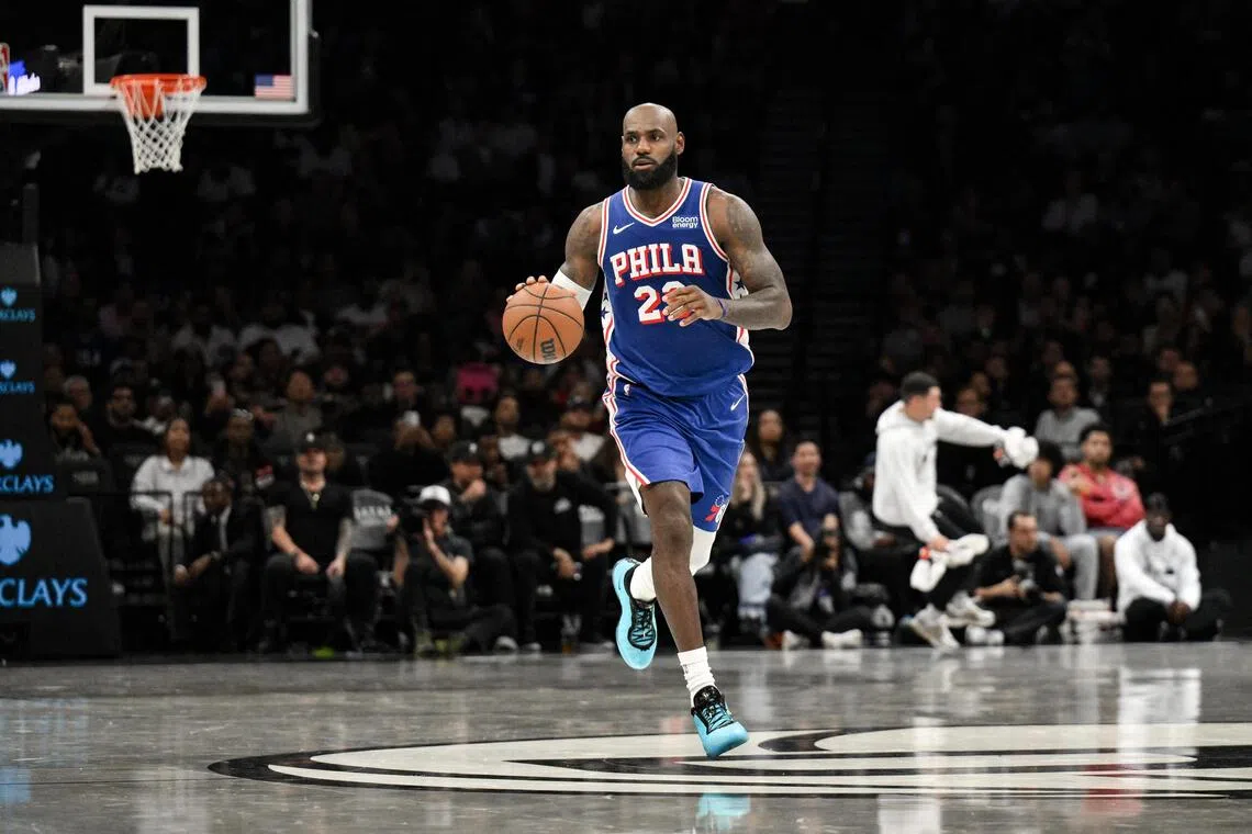 Philadelphia 76ers forward Lebron James during the first half against the Brooklyn Nets in an NBA pre-season game at Barclays Centre.