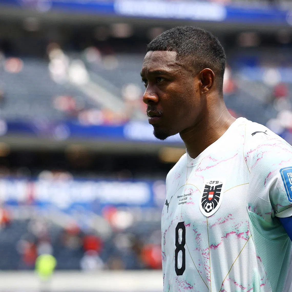 Soccer Football - FIFA World Cup 2026 - Round of 32 - Spain v Austria - Los Angeles Stadium, Inglewood, California, U.S. - July 2, 2026 Austria's David Alaba looks dejected after the match as Austria are eliminated from the World Cup REUTERS/Lisi Niesner