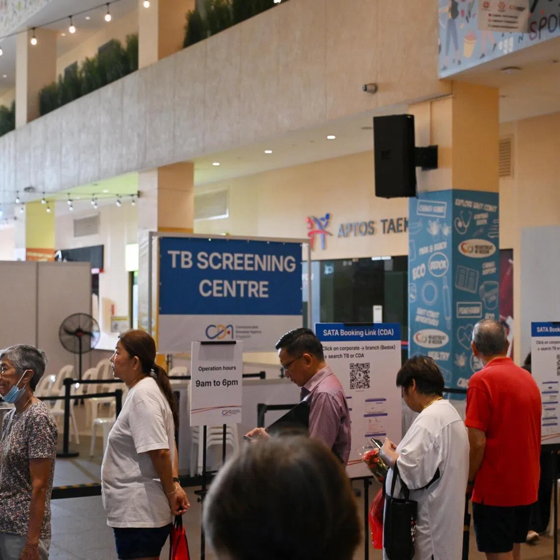 In May the CDA conducted mandatory TB screening for some 700 tenants and employees at three locations in Bedok linked to three clusters with 13 genetically similar cases.