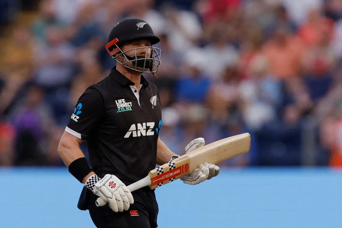 FILE PHOTO: Cricket - One Day International - England v New Zealand - Sophia Gardens, Cardiff, Wales, Britain - September 8, 2023 New Zealand's Henry Nicholls leaves the field after losing his wicket Action Images via Reuters/Andrew Couldridge/File Photo