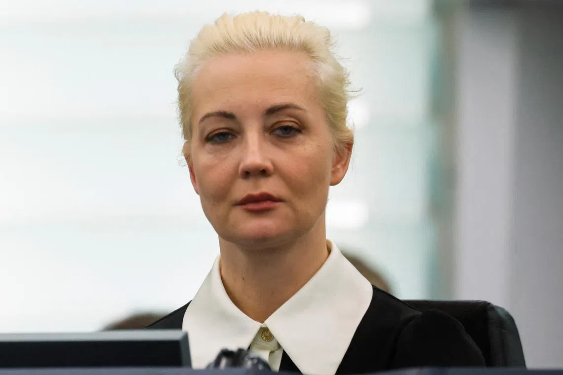Yulia Navalnaya, the widow of Alexei Navalny, the Russian opposition leader who died in a prison camp, looks on during the day she addresses the European Parliament, in Strasbourg, France February 28, 2024. REUTERS/Johanna Geron/File Photo