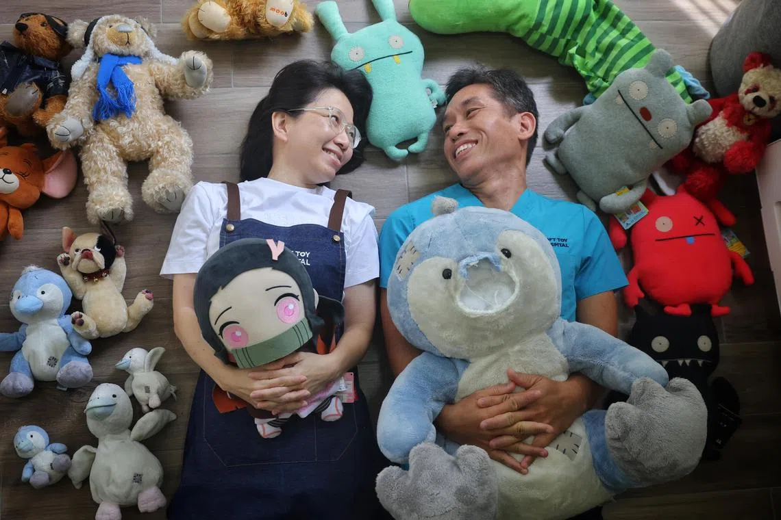 Soft Toy Hospital – managed by married couple Pamela Theng and Isaac Kong – offers services like cleaning and repairs.