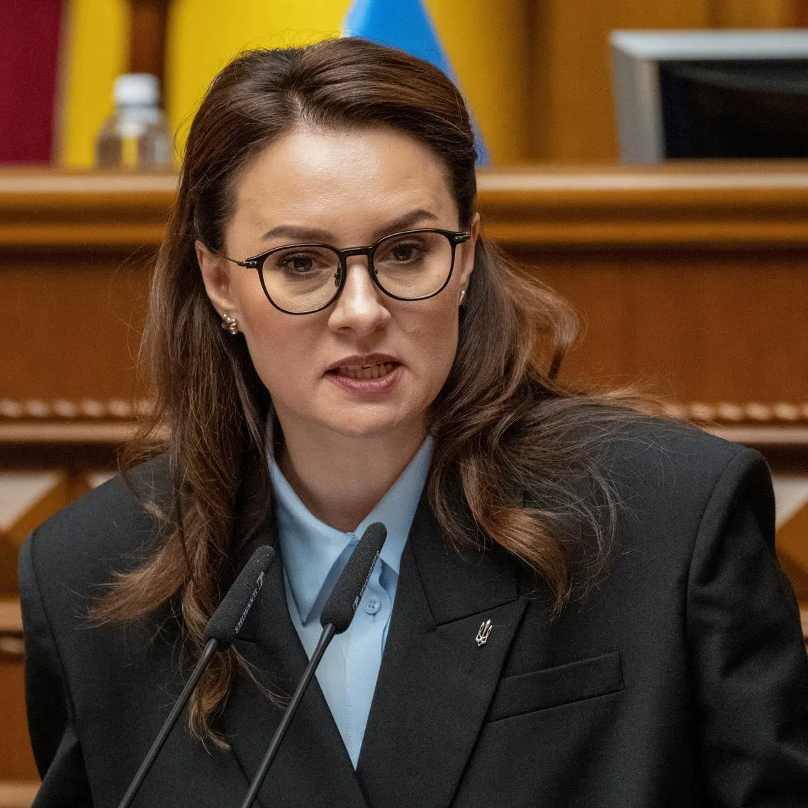 Newly appointed Ukrainian Prime Minister Yulia Svyrydenko attends a session of Ukrainian parliament, amid Russia's attack on Ukraine, in Kyiv, Ukraine July 17, 2025. REUTERS/Andrii Nesterenko