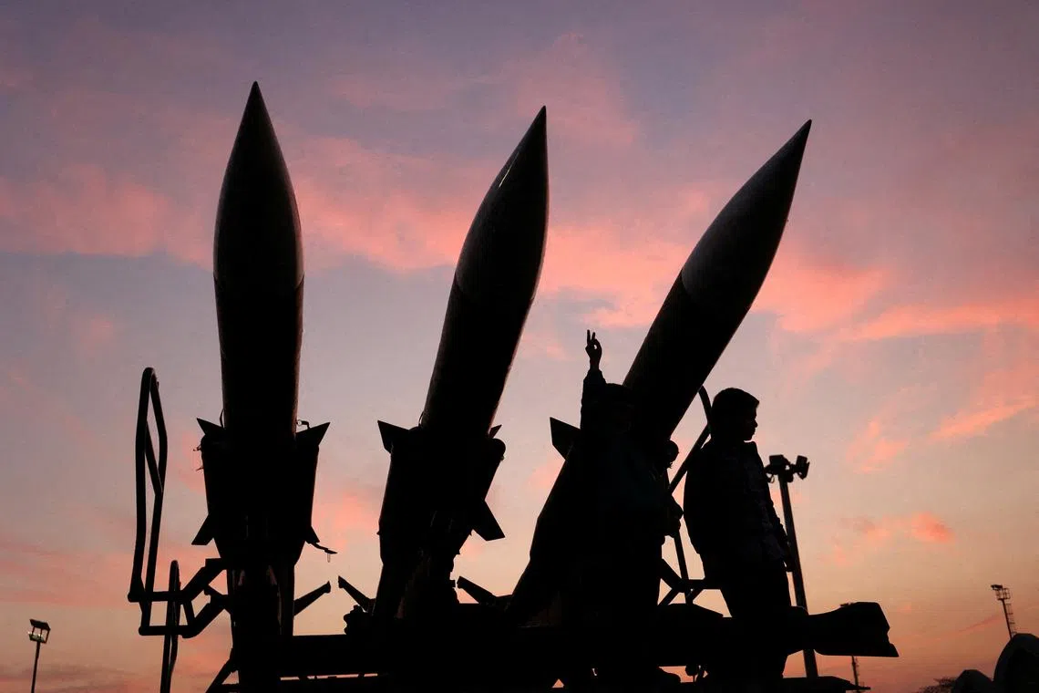 FILE PHOTO: Iranian missiles are displayed at the Islamic Revolutionary Guard Corps (IRGC) Aerospace Force Museum in Tehran, Iran, November 15, 2024. Majid Asgaripour/WANA (West Asia press Agency) via REUTERS/File Photo