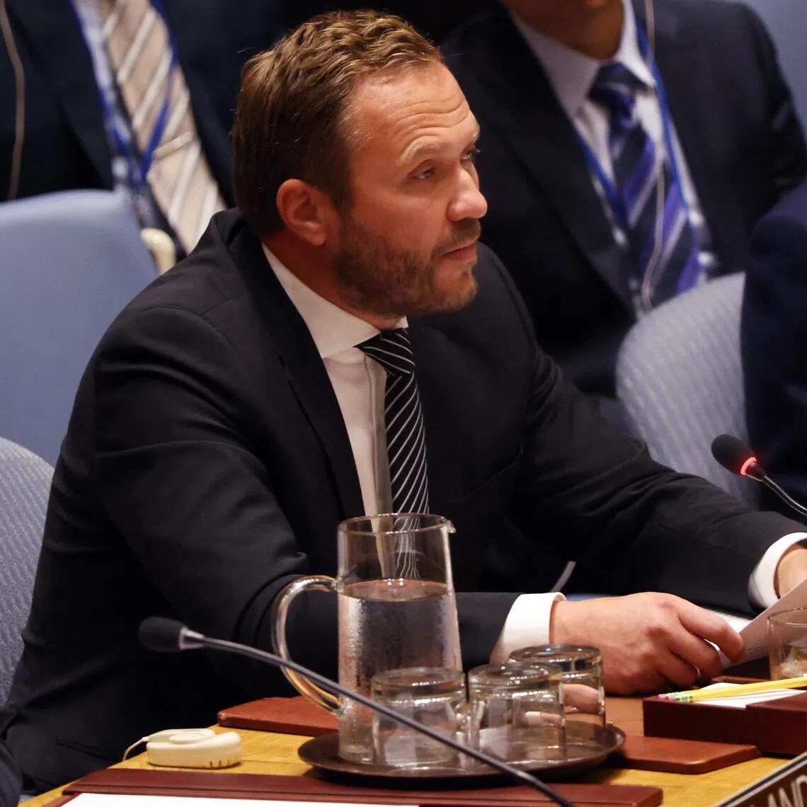 Estonia's Foreign Minister Margus Tsahkna delivering a statement on Sept 22 at a Security Council emergency meeting to discuss Russian fighter jet incursions into Nato member Estonia's airspace last week.  
