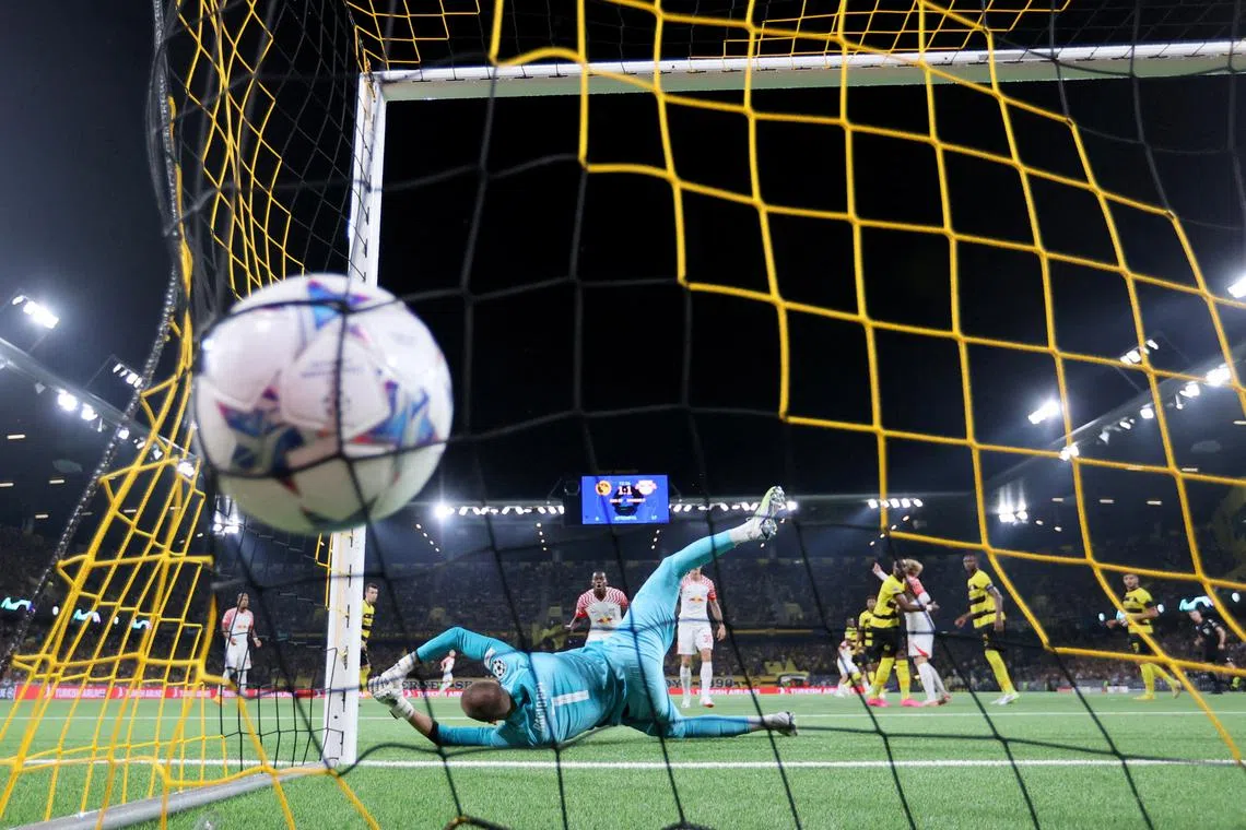 RB Leipzig's Xaver Schlager scores their second goal at the Champions League match between BSC Young Boys v RB Leipzig at the Stadion Wankdorf, Bern, Switzerland on Sept 19.