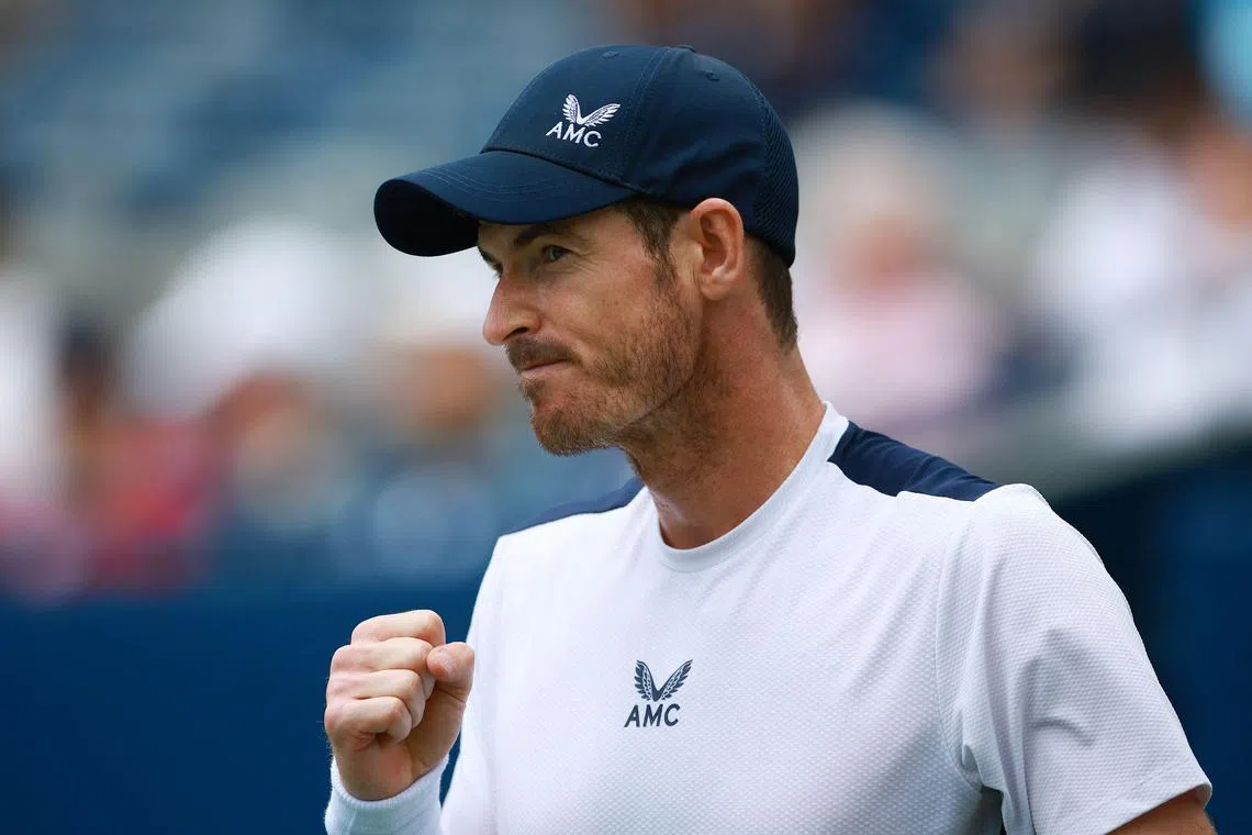 TORONTO, ON - AUGUST 8: Andy Murray of Great Britain reacts against Lorenzo Sonego of Italy during Day Two of the National Bank Open, part of the Hologic ATP Tour, at Sobeys Stadium on August 8, 2023 in Toronto, Canada.   Vaughn Ridley/Getty Images/AFP (Photo by Vaughn Ridley / GETTY IMAGES NORTH AMERICA / Getty Images via AFP)