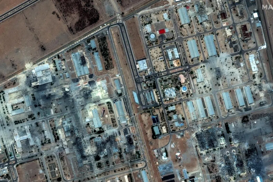 A handout satellite image made available by Maxar Technologies shows damage at the Isfahan nuclear technology centre after US airstrikes on June 22.