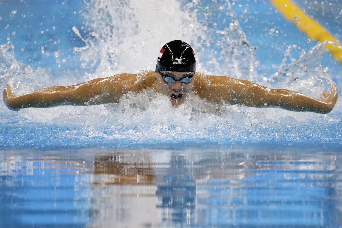 Joseph Schooling of Singapore in action during the Rio 2016 Olympic Games men's 100m butterfly final at the Olympic Aquatics Stadium in Rio de Janeiro, Brazil, on Aug 12, 2016.