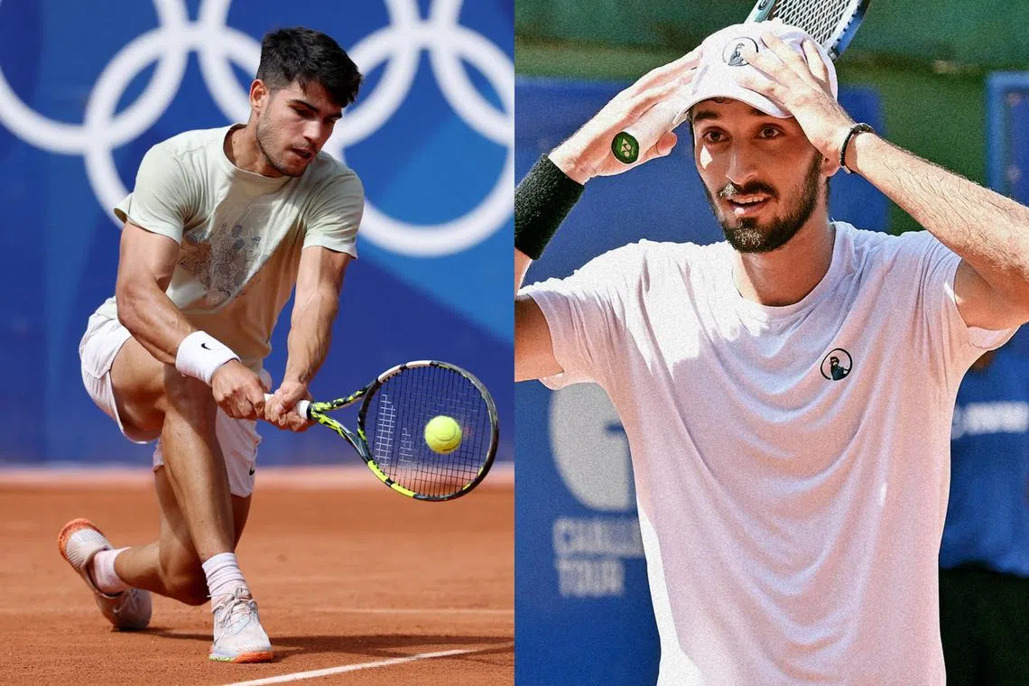 Spain's Carlos Alcaraz practising in Paris, ahead of an opening match against Lebanon's Hady Habib.