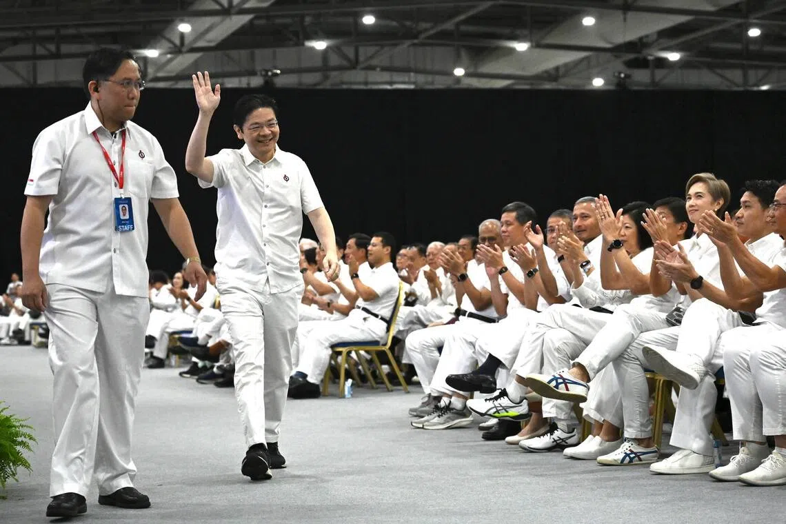 Prime Minister Lawrence Wong during the PAP Awards and Convention 2025 at EXPO Hall 8 on Nov 9.