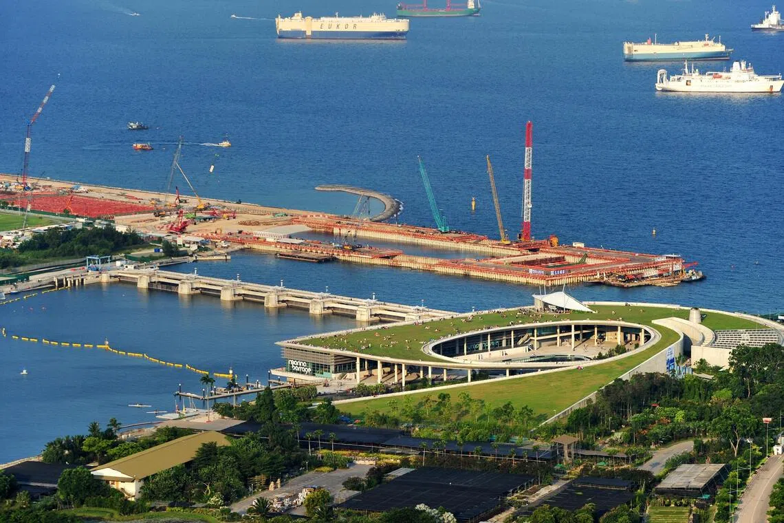 A “cut and cover” method was used to construct the undersea portion of the Marina Coastal Expressway.