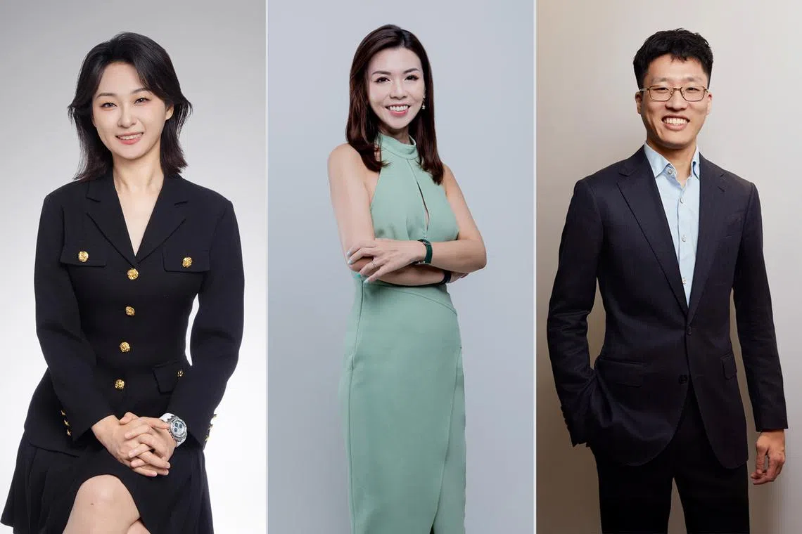(From left) Prudential financial representatives Wang Ying, Jean Guan, and Zhang Yun Hao help clients build confidence in planning for their health and wealth.