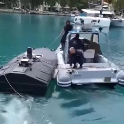 The Greek coastguard said it had taken custody of the sea drone after it was found by fishermen May 7.