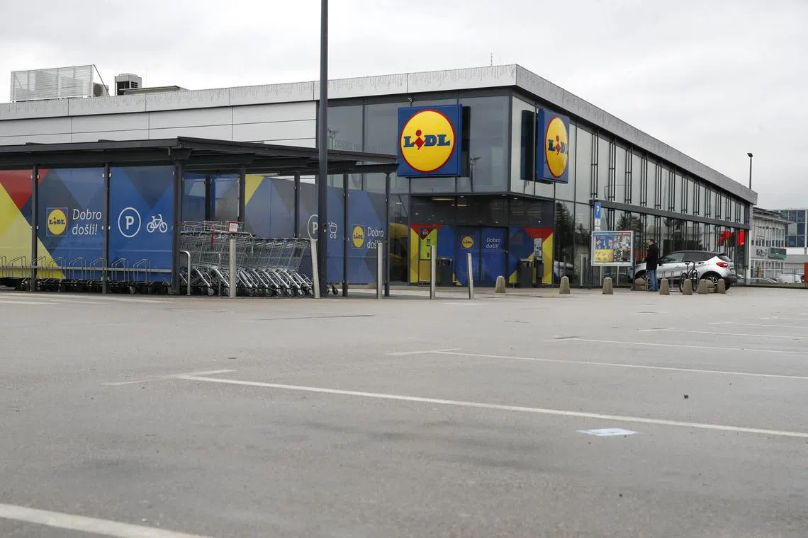 An empty parking lot at a Lidl store in Zagreb, Croatia, on Jan 24, after people staged a boycott over high prices in shops.