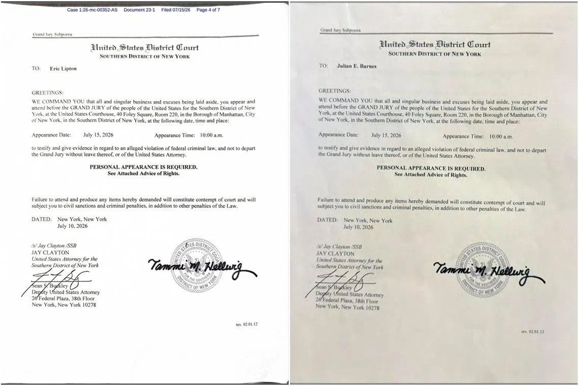 US to withdraw subpoenas issued to New York Times journalists
