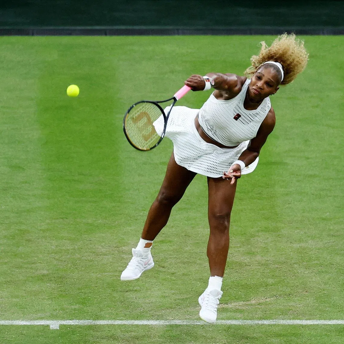 Tennis - Wimbledon - All England Lawn Tennis and Croquet Club, London, Britain - June 30, 2026 Serena Williams of the U.S. in action during her first round match against Australia's Maya Joint REUTERS/Toby Melville