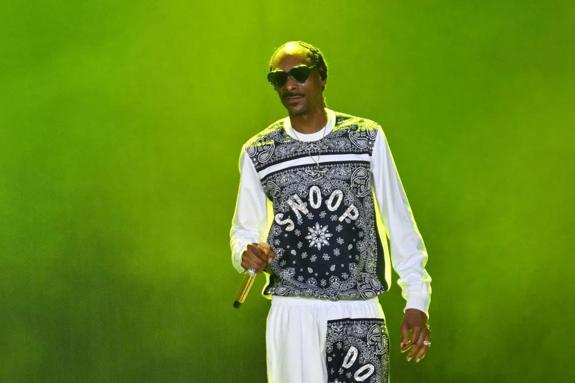 TOPSHOT - US rapper Snoop Dogg performs during the Hip Hop 50 Live concert, marking the 50th anniversary of the birth of hip hop, at Yankee Stadium in the Bronx borough of New York City on August 11, 2023. A genre, a culture and a lifestyle all at once: hip hop has traveled from the block party to the billionaire's club, soundtracked protest and celebration, and asserted seismic influence over the course of pop. The reigning music style evolved in rapid, anarchic ways, rocking the industry establishment that long resisted its power, and fully embodying the culture of youth even as it grew. This year hip hop turns 50, an anniversary that's offered its elders, its fans and the city that birthed it a milepost to reflect on its cultural weight. (Photo by ANGELA WEISS / AFP)