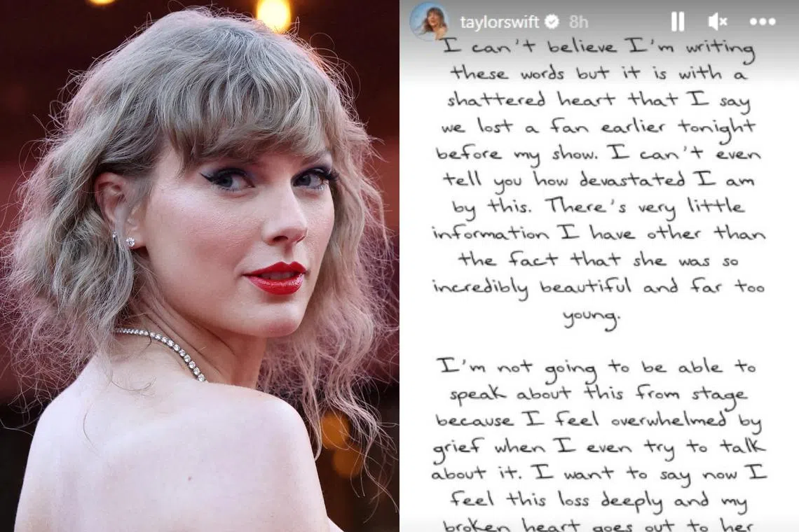 Taylor Swift, who is in Brazil for six shows as part of The Eras Tour, expressed her sorrow over the incident on Instagram.