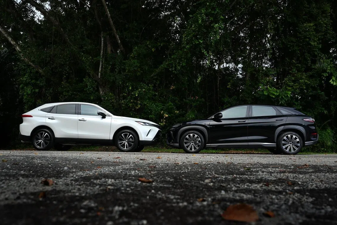 From left: Toyota Harrier and BYD Sealion 7 for motoring review photographed on Jan 21, 2026