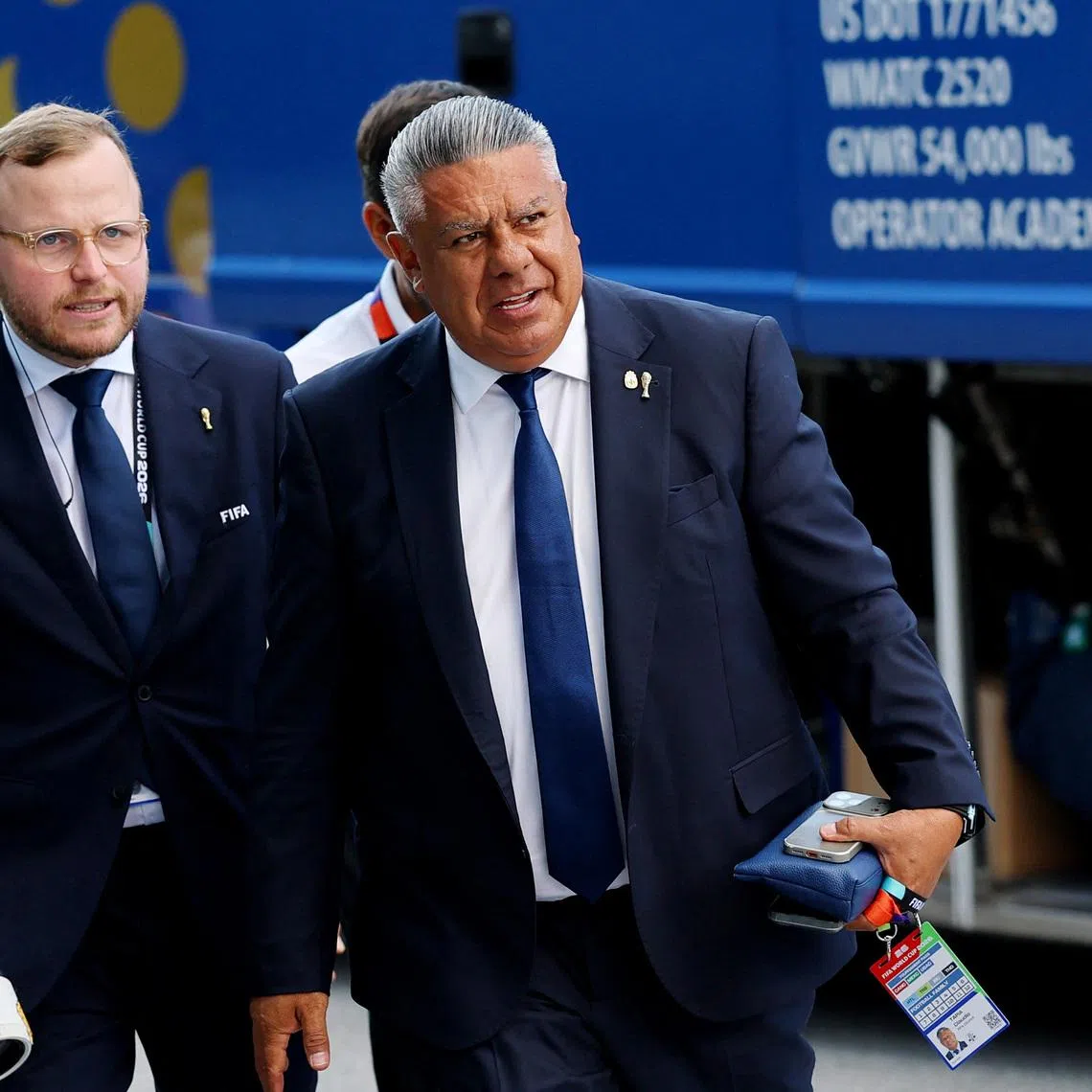Soccer Football - FIFA World Cup 2026 - Round of 16 - Argentina v Egypt - Atlanta Stadium, Atlanta, Georgia, U.S. - July 7, 2026 Argentine Football Association President Claudio Tapia arrives at the stadium before the match REUTERS/Carlos Barria