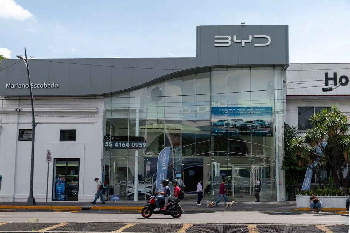 A BYD. dealership in Mexico City. Mexico is looking to raise tariffs on cars made in China to as much as 50 per cent.
