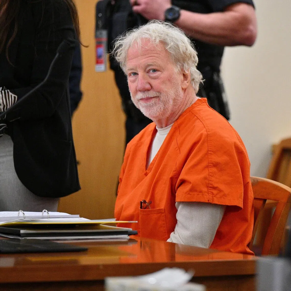 Director and actor Timothy Busfield looks on before a court hearing in Albuquerque, New Mexico, on Jan 20.