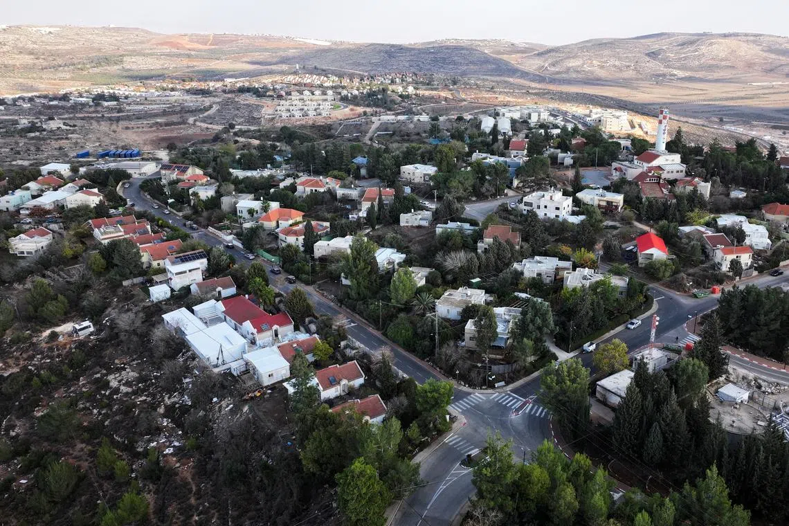 A drone view of the Israeli settlement Shilo, in the Israeli-occupied West Bank, on Nov 13, 2024.