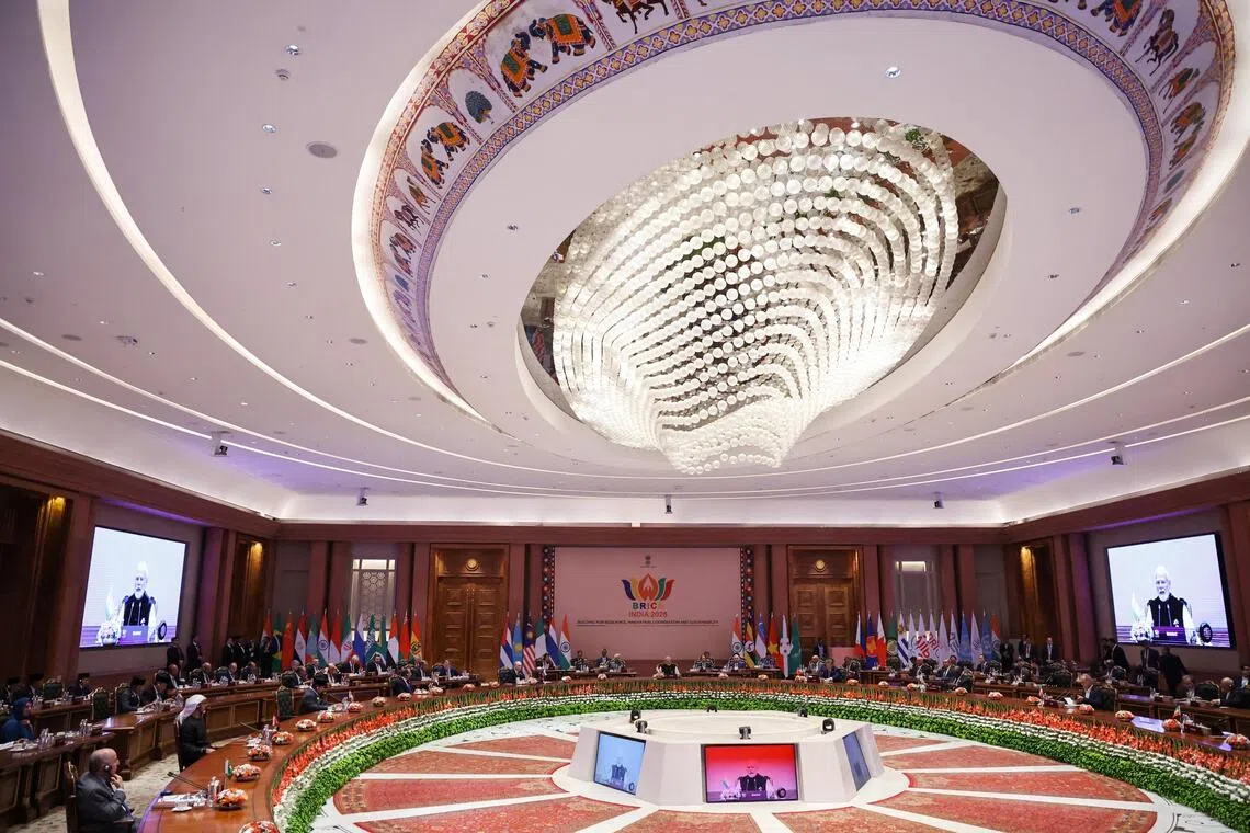 Officials attend the BRICS summit in New Delhi, India, September 12, 2026. Sputnik/Alexander Kazakov/Pool via REUTERS ATTENTION EDITORS - THIS IMAGE WAS PROVIDED BY A THIRD PARTY.