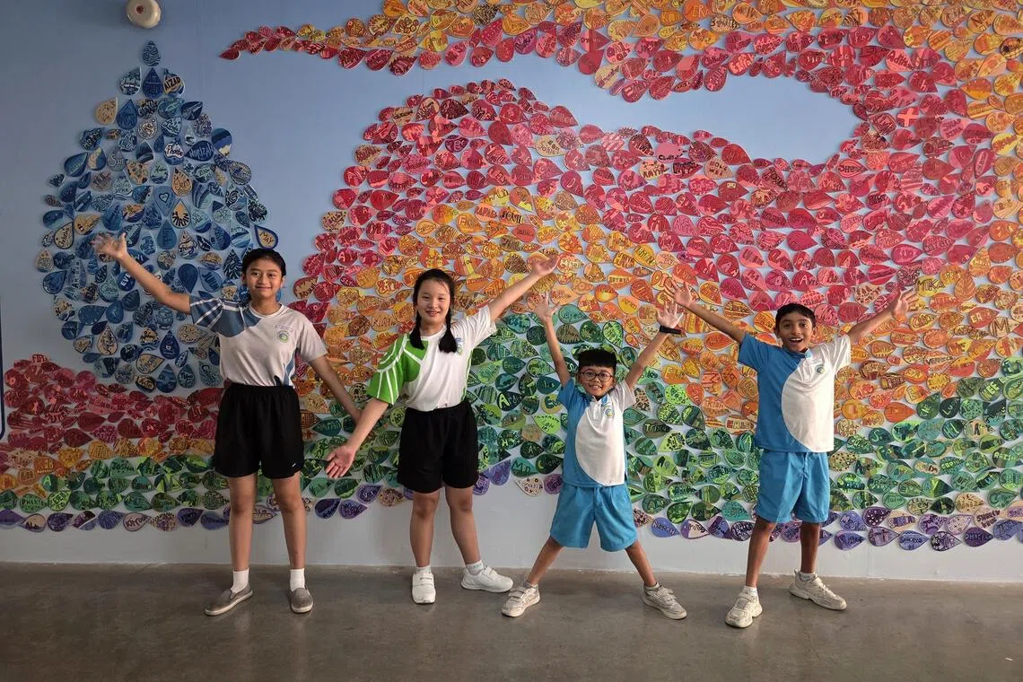 The art installation, created by pupils and staff to mark the school’s 10th anniversary, was launched on Children’s Day.