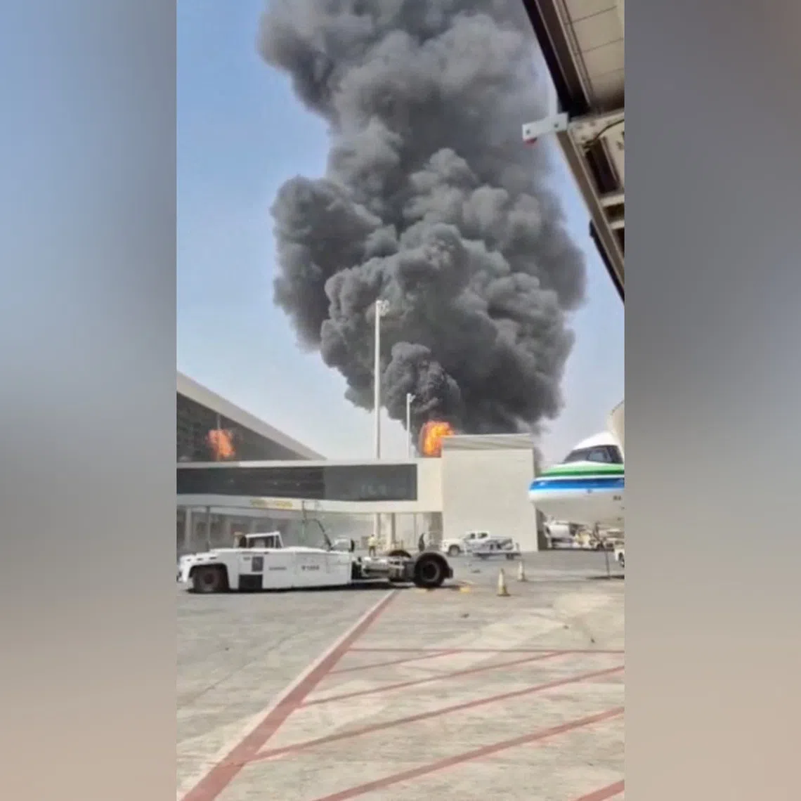 Smoke rise from Riyadh’s King Khalid Airport after strikes by Yemen’s Iran-backed Houthis on Oct 8.